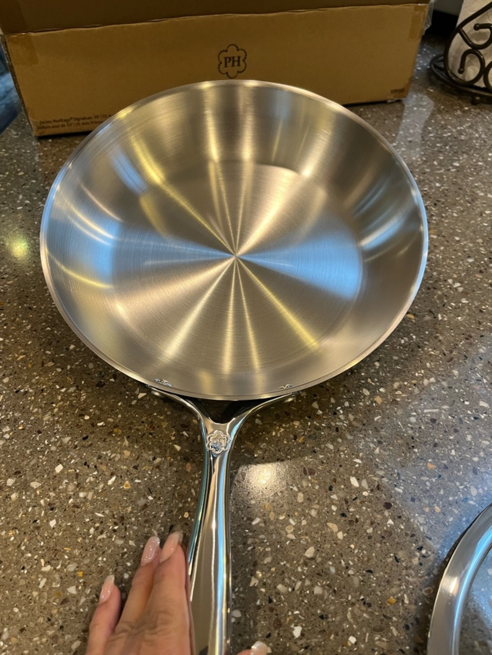 Princess House Professional Stainless Steel Frying Pan - Silver and blue